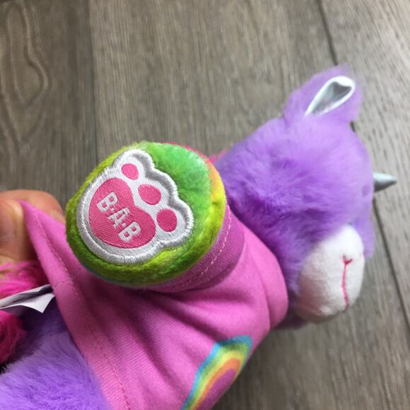 Build a Bear buddies unicorn plush purple rainbow small friend heart tshirt 8" - Picture 2 of 5